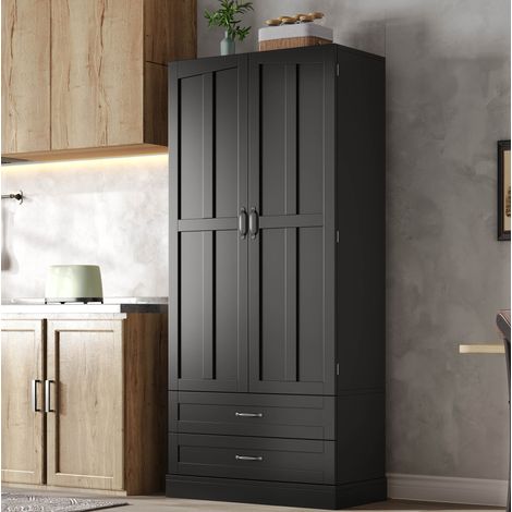 MEUBLIV aparador alto 120x40x150 cm negro – LED, USB y almacenamiento (1/5)