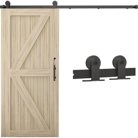 Accessoires for Portes coulissantes de Type T de 4 à 6,6 Pouces. Kit de Porte de Grange en Bois avec Rail Coulissant, Applicable aux Portes Simples intérieures et extérieures.(5FT(152CM)) (1/5)