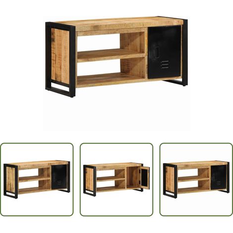 vidaXL Style industriel - Banc à chaussures Marron Bois de manguier massif (1/5)