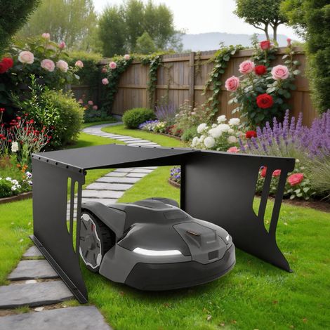 Garage pour Robot Tondeuse 78x61x31 cm de Jardin Capot de protection solaire Robot de tonte Toit de pelouse Robot de jardin, Résistant aux Intempéries, UV, et Chocs, Noir