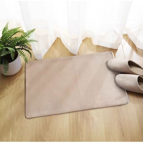 Ede Camel clair - plat 5080cm (polaire corail 0,8cm d'épaisseur) Tapis de sol en polaire corail, couleur unie, facile à nettoyer, tapis de salle de bain, tapis de toilette, absorbant et antidérapant (1/5)