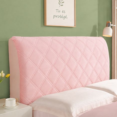 Housse pour longueur de tête de lit 150 cm velours de cristal rose modèle à losanges épais rembourrage ouaté épais anti-collision 1 kg – Livraison gratuite (1/3)