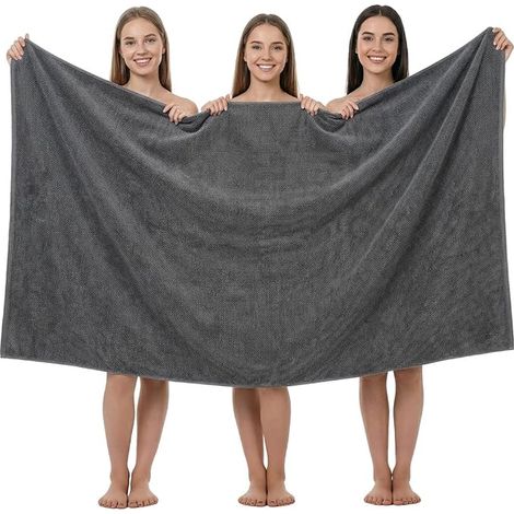 Serviette de Bain 100x200 cm Microfibre Serviettes de Spa Sauna Plage Maison Gris (1/5)