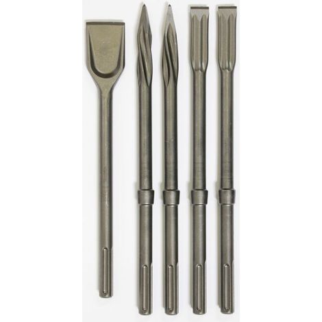 Set di scalpelli per martello SDS-Plus dede 5 pezzi Makita E-13194, accessori per trapano a percussione, alta resistenza e precisione, acciaio temprato, colore metallizzato