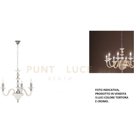 LAMPADARIO GALA 3 LUCI ATTACCO E14 TORTORA E CROMO D.72CM