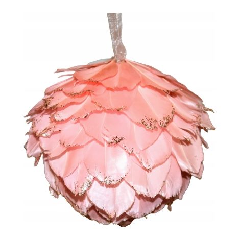 Fiore pendente di piume rosa, medio, 12x14/19 cm (1/4)