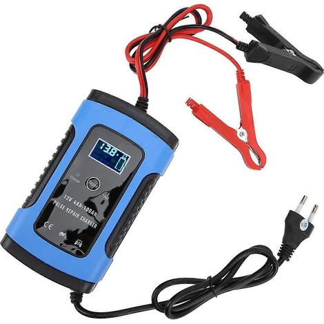 Motorrad-Batterieladegerät 12V/6A mit Digitalanzeige, intelligentes Reparaturwerkzeug, 100–240V, EU-Stecker