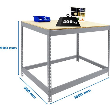Simonrack Festen Arbeitstisch Galvanisiert und Holz 180 cm
