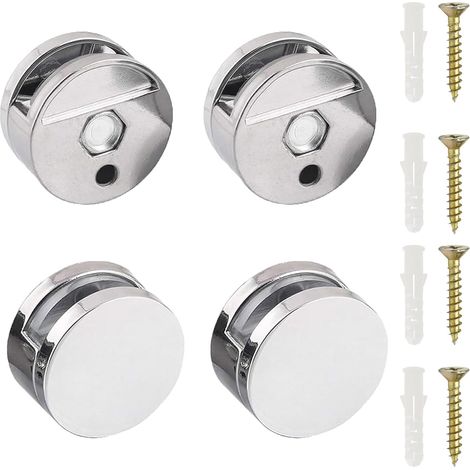 4Pcs Attache Miroir Mural, Support Miroir,Clips Pince de Miroir Lourd,avec Vis et Bouchon de Colle