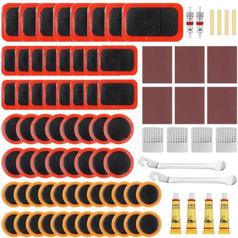 Rustine Velo, 86pcs Kit Reparation Pneu Velo, Rustine Chambre a Air, Kit de Crevaison, Boîte de Rangement, Rustines Chambre à Air (1/4)