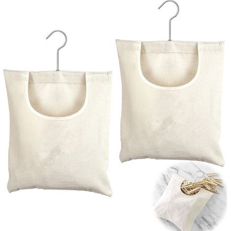 2 Pièces Sac à Pince à Linge, Panier Rangement Pinces à Linge,Sac de Rangement Suspendu en Lin,27 X 32 Cm,Crochet en Acier Inoxydable Rotatif à 360 Degrés,Organisateur pour Salle de Bains Balc (1/4)