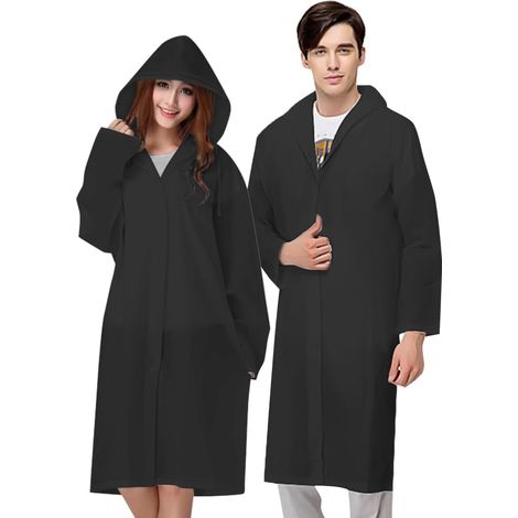 Poncho Pluie,2 Pièces Poncho Impermeable,Réutilisable Poncho Matériel EVA,Poncho Pluie Femme et Homme,Parfait pour Les Festivals de Camping et Les Randonnées,Taille Unique (1/5)