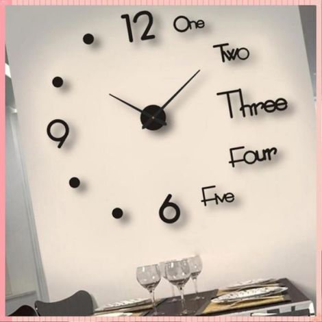horloge murale silencieuse Horloge murale décorative sans cadre, silencieuse, linge horloge Noir moyen 90cm/35,43 pouces (1/5)