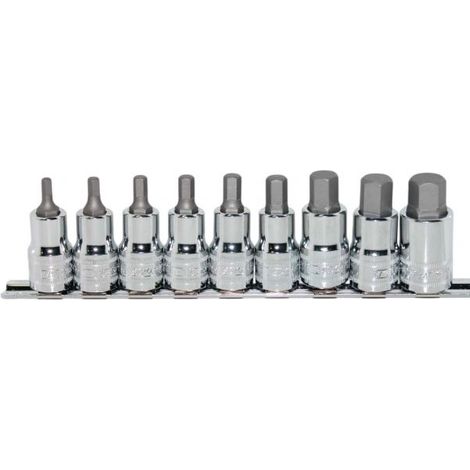 Set 9 Bussole Esagonali Professionali Acciaio CR-V, Attacco 1/2" Art.07785