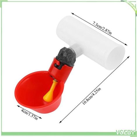 Distributeur automatique de boissons au poulet - FAF EICEY - 10 pièces - Plastique résistant - Rouge - 3 voies 6 points (1/5)