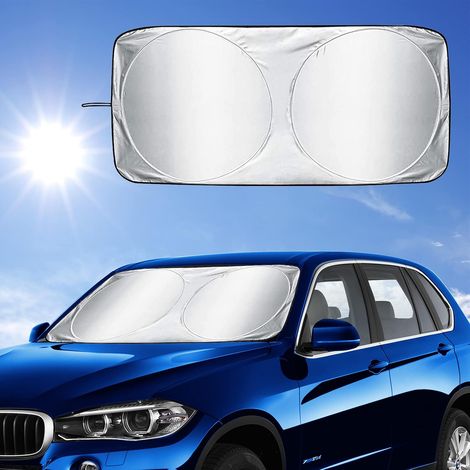 Parasole per parabrezza auto, visiera pieghevole, protezione UV e riflettente antipolvere, protezione solare per veicolo, mantiene la cabina fresca, si adatta alla maggior parte delle auto e SUV, 150 (1/5)