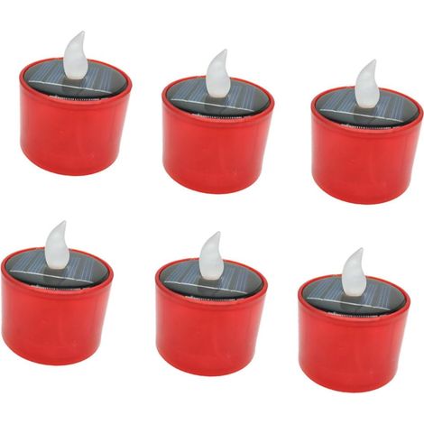 6pièces Bougies Solaires LED Jaunes Vacillantes Étanches (1/5)