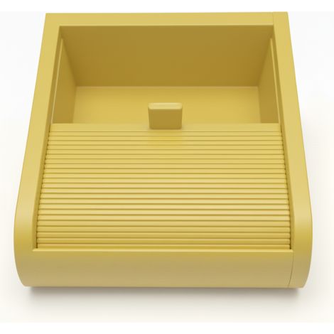 Pequeña caja amarilla con tapa deslizante