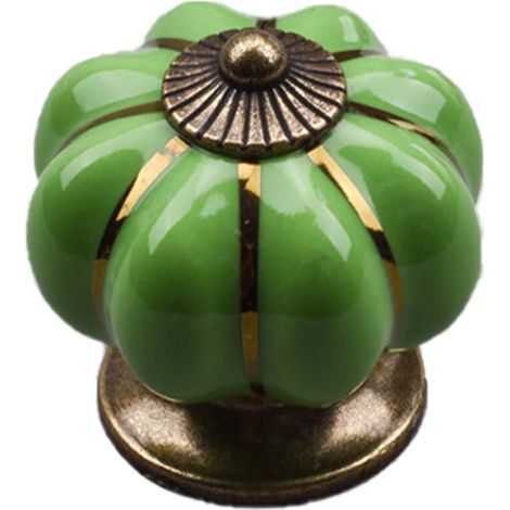 1 tirador de cerámica vintage con forma de calabaza, 40x40 mm (diámetro x altura), tirador antiguo para muebles, pomos para puertas y cajones, tirador con tornillos para cocina, armario y cómoda. (1/5)