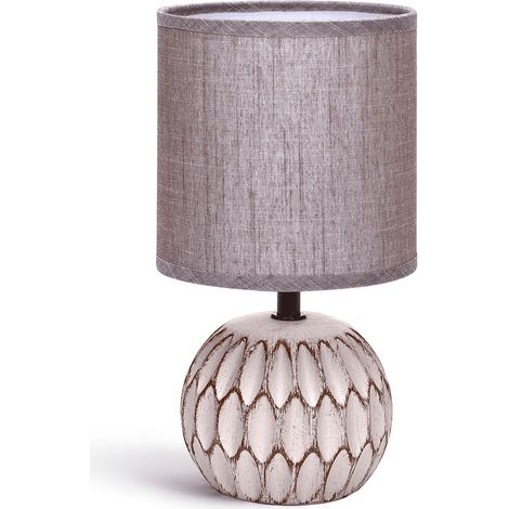 Aigostar Lampada Tavolo Abatjour E14 Paralume Tessuto H26cm Ceramica Rosso Marrone