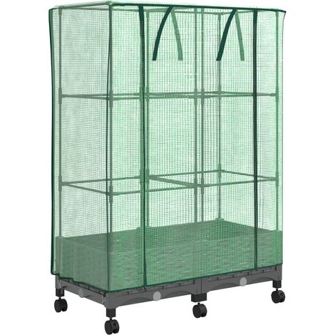 Gartenplanter mit Gewächshausabdeckung und Rädern 2 Stk. PP vidaXL