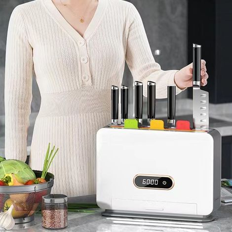 Multifunktionaler Sterilisator für Messer und Schneidebretter mit UV-Sterilisation, weiß. (1/5)