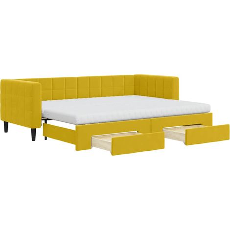 Maison Exclusive - Divano Letto Estraibile con Cassetti Giallo 80x200cm in Velluto