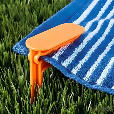 Pinces à piquets de tente anti-vent pour camping extérieur, Set de 8, Fixations antidérapantes 2-en-1 pour serviettes de plage, tentes de camping et nappes de pique-nique (1/5)