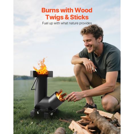 Réchaud Camping Rocket, Poêle à Bois Portable en Acier au Carbone, avec Sac de Transport, Réchaud à Bois Forme Fusée Robuste pour C… (1/5)