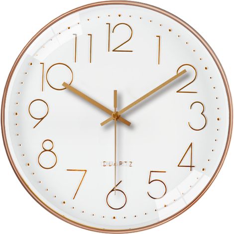 Horloge murale ronde de 30 cm, facile à lire et silencieuse, fonctionnant sur piles (1/5)