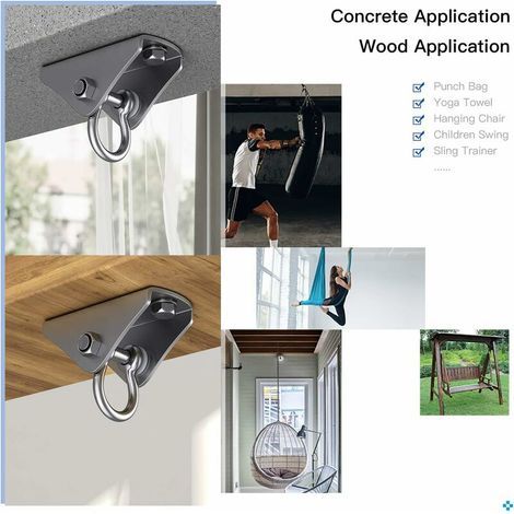 Gancio da soffitto, gancio per sacco da boxe, gancio fitness da appendere a soffitto e parete per amaca, sedia, altalena con capacità di carico fino a 400 kg per cemento o legno, oscillazione a 180° (1/4)