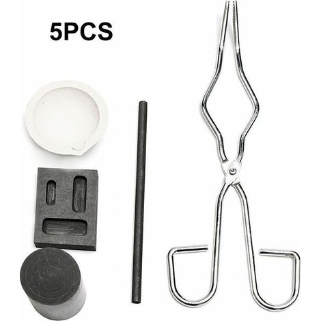 5Pcs Resistant A La Chaleur Coulee De Lingotiere Outil Smelting Or Argent Fournaise Kit Scrap Bijoux Raffinage De Fusion Metal Or Forge Set Graphite Fonderie Creuset Pour La Fusion Experience Chimique (1/5)