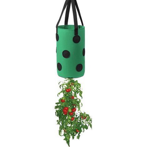 (3 Gallon 20x35cm(13 Holes)Green Black Spot) 1 Pack Strawberry Grow Bags, Hanging Grow Bags with Handles, Herb Garden Strawberry Planters