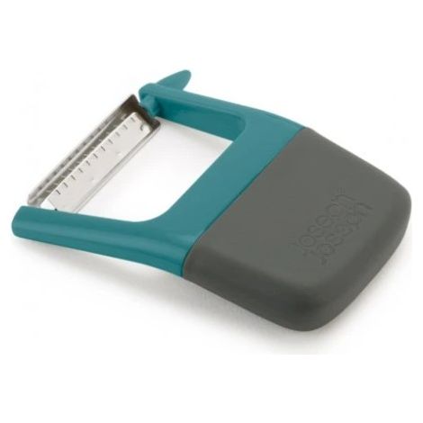 Joseph Joseph Duo Pelador Julienne – pelador ergonómico en acero inoxidable para vegetales tipo espagueti, compacto y seguro. Color azul.