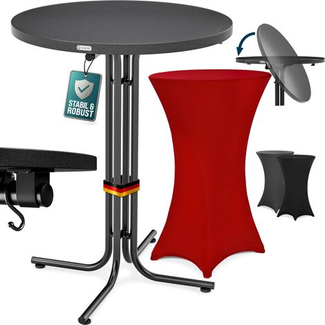 CASARIA® Stehtisch Klappbar mit Husse 70x110cm Rund Hoch Stabil Metall Pulverbeschichtet Hochtisch Bistrotisch Partytisch Grau  Bordeaux-Rot