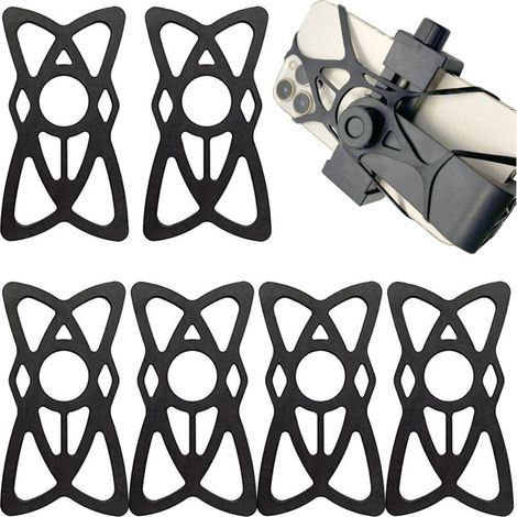 6 Pièces Attache Telephone Velo, Support de Téléphone pour Vélo, Sécurité en Caoutchouc pour Support de Téléphone, pour Vélo, Moto Guidon Scooter (Noir) (1/5)