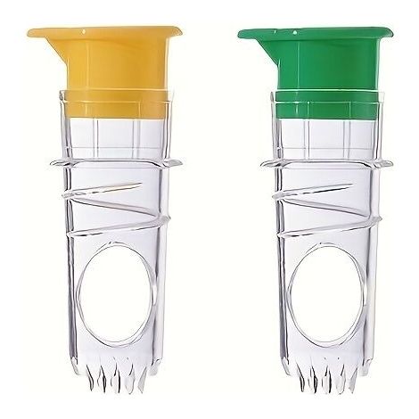 Presse-agrumes manuel — Petit presse-citron et séparateur de jus multifonction en plastique pour la maison — [Vert + Jaune] (1/5)