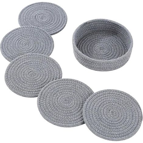 Dessous de verre, maniques, panier de rangement, lot de 5, 18 cm (1/4)