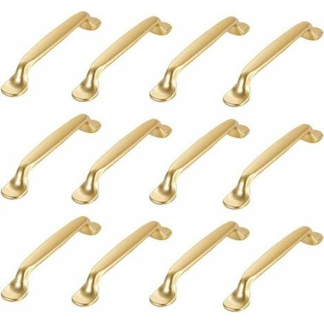 12 Pièces Poignée Meuble Doré Poignee de Meuble Cuisine Doré Poignées de Placard Tiroir Poignées de Placard Tiroir Chambre Doré Cuisine Armoire Porte Poignées Meubles de Cuisine avec Vis (1/5)