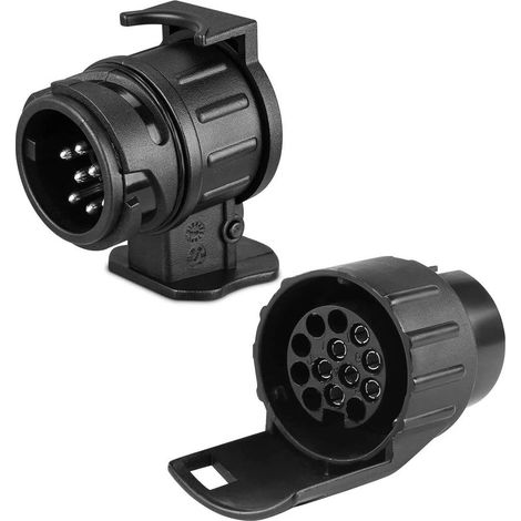 2 Anhängerstecker-Adapter, 7- auf 13-polige und 13- auf 7-polige Stecker, Nylon, vernickeltes Messing, wasserdicht, für Auto, Wohnwagen und Fahrradträger (1/5)