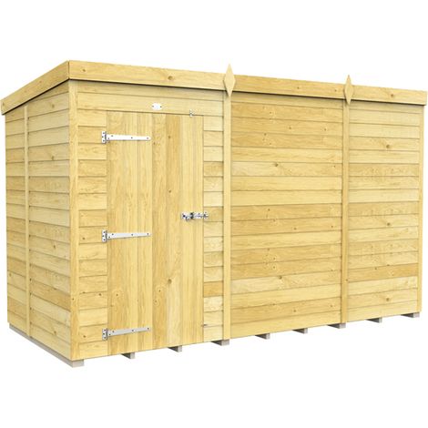 11 x 5 Feet Pent Shed - Single Door Without Windows - Wood - L147 x W329 x H201 cm