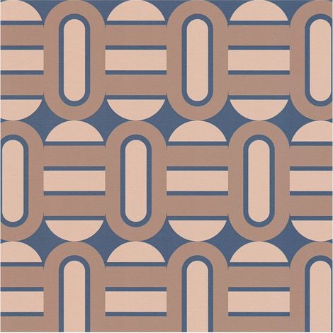 Retro wallpaper wall Profhome 395363 hot embossed non-woven wallpaper slightly textured with geometric shapes matt blue brown beige pale brown 4,5 m2 (1/5)