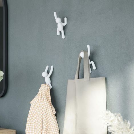 Crochets divers. Patères murales - porte-manteau mural décoratif, lot de 3, blanc, 17 x 7,6 cm (1/3)