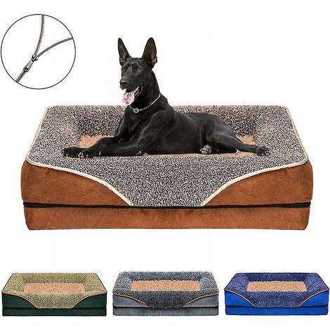 Lit orthopédique géant pour chien, en mousse à mémoire de forme, avec coussin surélevé et éponge Warmno incluse. Nouveauté 2023-2024.