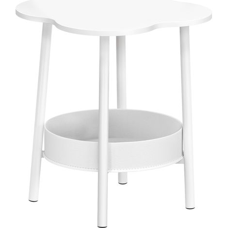 FLASIDU Table d'appoint de salon, table de chevet, table basse avec 2 étagères, 40×40×50 cm, blanc. (1/5)