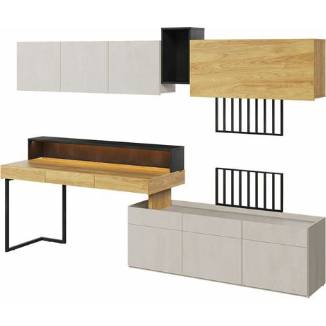 Ensemble de meubles Orlbale 121 , Parties séparées, Avec tiroirs, Métal, Stratifié, LED: Disponible