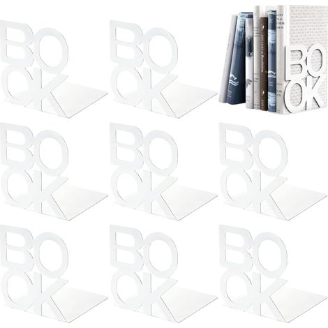 4 Paires Bloc Livre Bibliotheque Cale Livre Métal Serre-Livres Etagere (1/5)