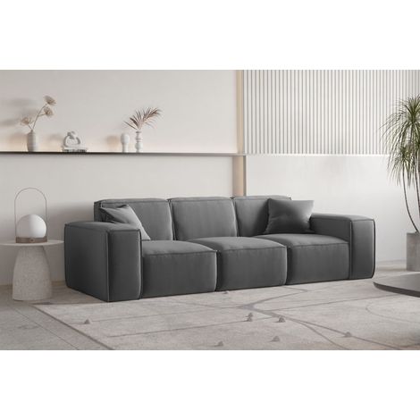 Sofa Designersofa CELES PREMIUM 3-Sitzer in Stoff Opera Velvet Dunkelgrau (1/3)