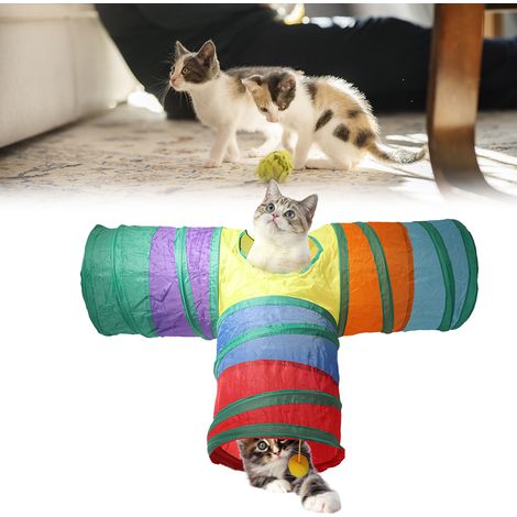 Tunnel d'intérieur pour chat, 3 voies, Tube pliable, trou de regard, jouets pour chats, chiots, lapins, longueur 80cm (1/5)