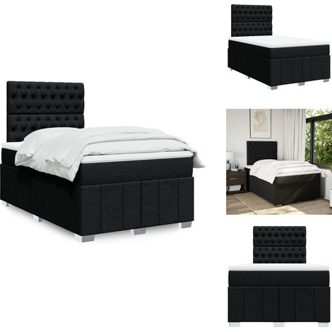 Sommier à lattes de lit avec matelas noir 120x190 cm tissu - Sommier À Lattes De Lit - Sommiers À Lattes De Lit - Lit - Meuble De Chambre À Coucher (1/5)
